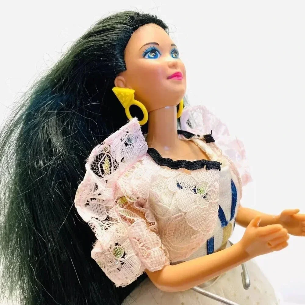 MATTEL BARBIE Asian Doll Long Black Hair Blue Eyes Three Piece Outfit 12